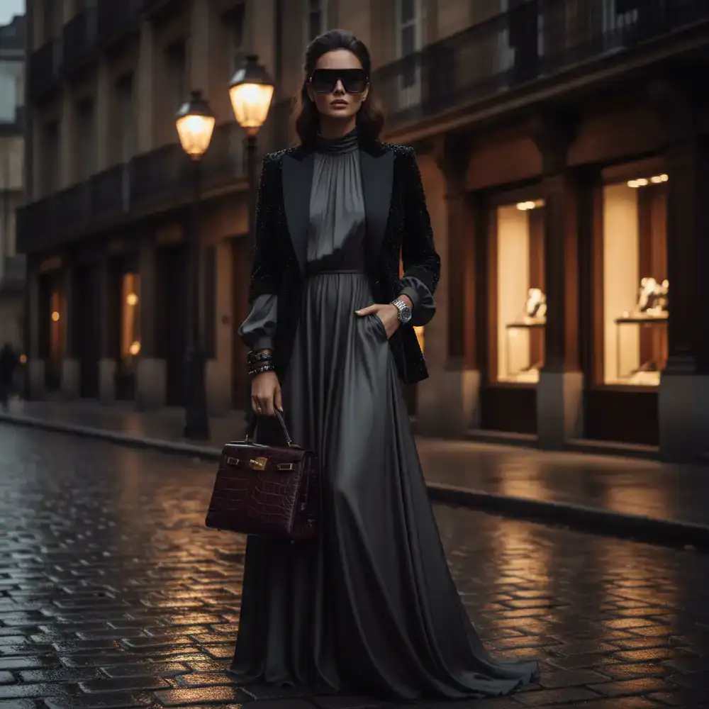 Donna elegante con occhiali da sole oversize